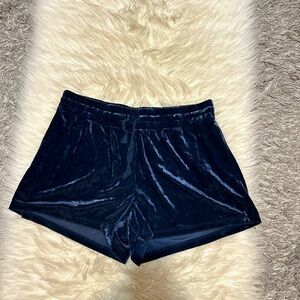 Navy Blue Velvet Shorts